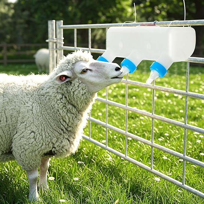 3 Pacifier Small Animal Milk Feeder 3 L/101.45oz Puppy Lamp Goat Milk Feeder Farm Water Bottle Dispenser Animal Drinking Equipment for Professional Breeding