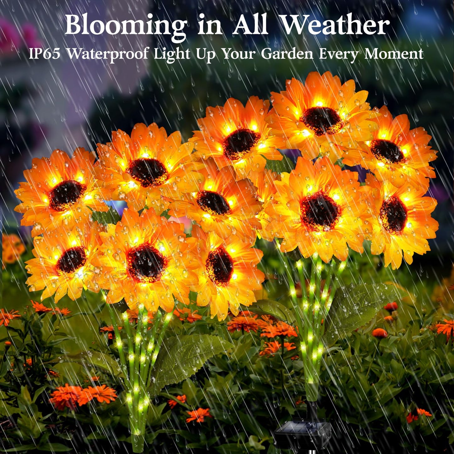 ANGMLN Solar Garden Lights 6 Pack, Waterproof Sunflower Decor, Warm White, Model XM-6Tsunflower-6
