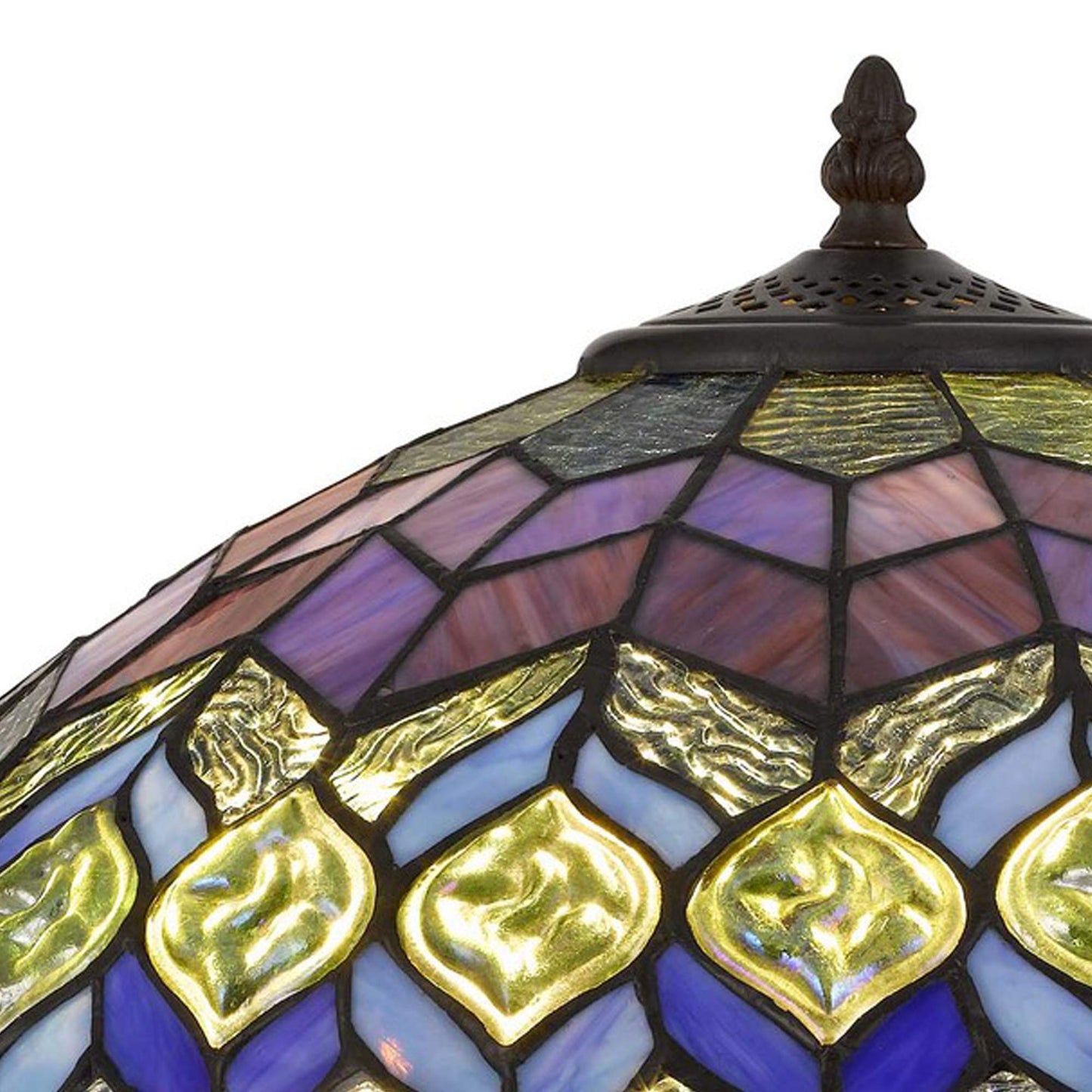 Benzara Tiffany Table Lamp 120W Engraved Base 22.5x16x16 in Multicolor Model BM233347