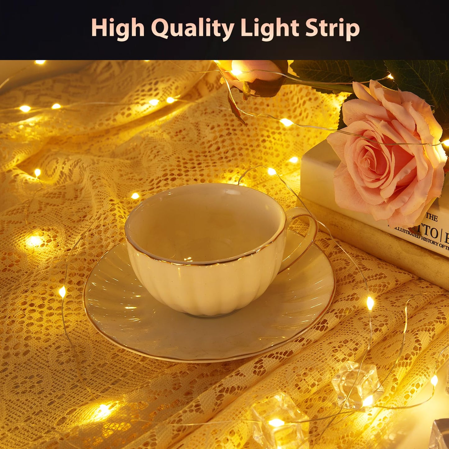 Ariceleo 50 Led Battery Operated String Lights, 5M Warm White & Multi-Color, Remote Control, Waterproof Silver Wire Fairy Lights