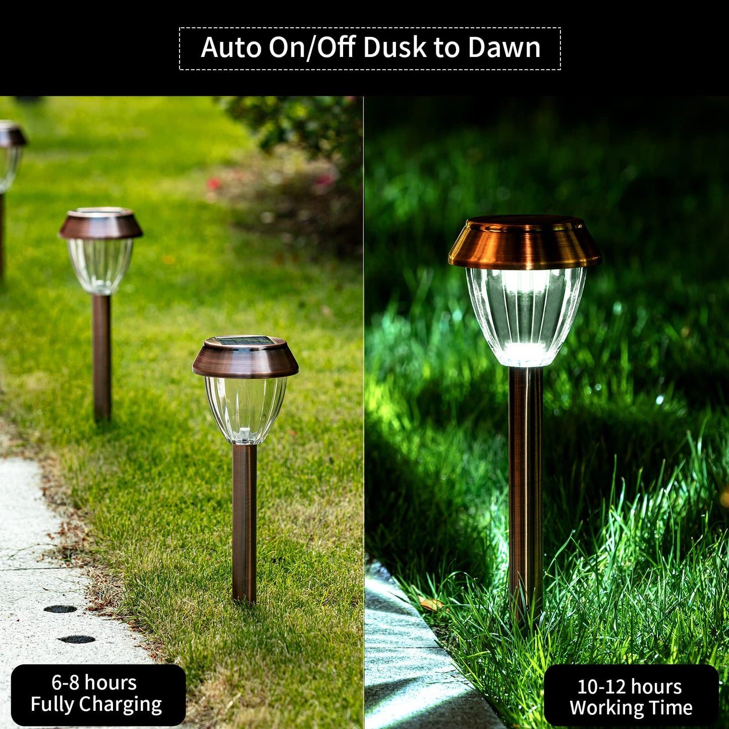 Solatino Solar Pathway Lights Outdoor Waterproof  6 Pack Solar Outdoor Lights Bright Up To 12 Hrs  15 Lumens Garden Light Led Landscape Lighting Stainless Steel Walkway Light  Cold White