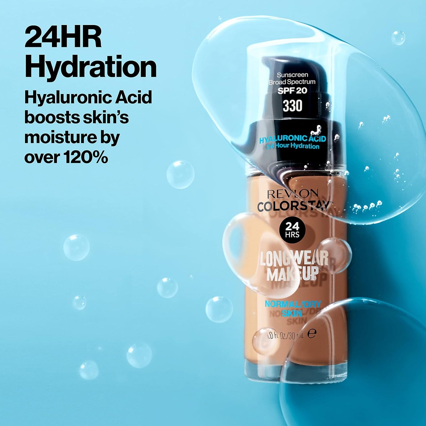 Revlon Liquid Foundation, ColorStay Face Makeup for Normal & Dry Skin, SPF 20, Longwear Medium-Full Coverage with Natural Finish, Oil Free, 330 Natural Tan, 1 Fl Oz