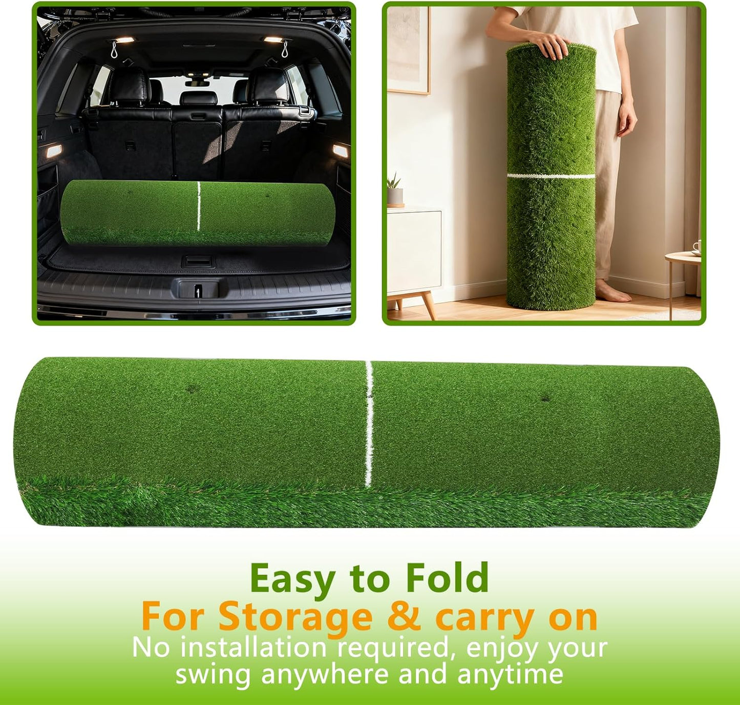 PENSUN Golf Mat with Dual Turf, 5x4ft Heavy-Duty Golf Hitting Mats Practice Outdoor/Indoor, Elite Dense Artificial Thickened Green Turf Matt Training Aid for Backyard/Garage/Driving Range/Simulators