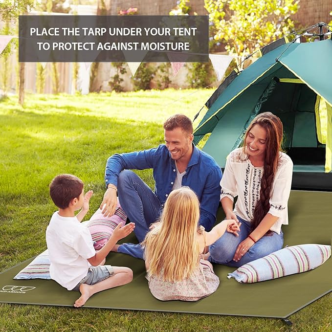 Gold Armour Tent Footprint, Camping Tarp Waterproof Ultralight - 84x60in | 84x84in | 84x96in | 82x106in | 120x108in | 120x120in | 120x144in Floor and Ground Tarps for Camping (OD Green 84x84in)