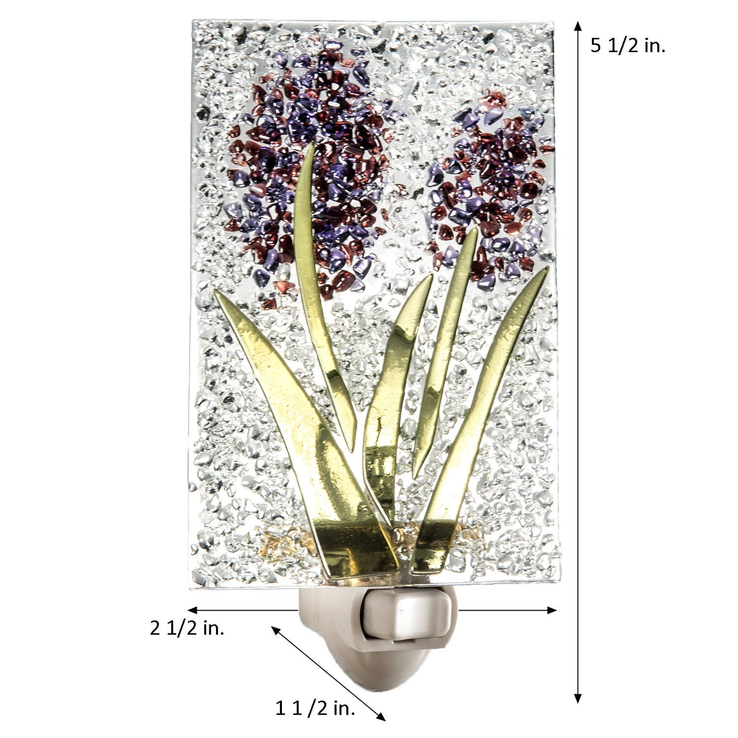 J Devlin Glass Art Purple Stained Glass Night Light, Ntl 209, Plug-In For Bedroom/Bathroom/Home Decor
