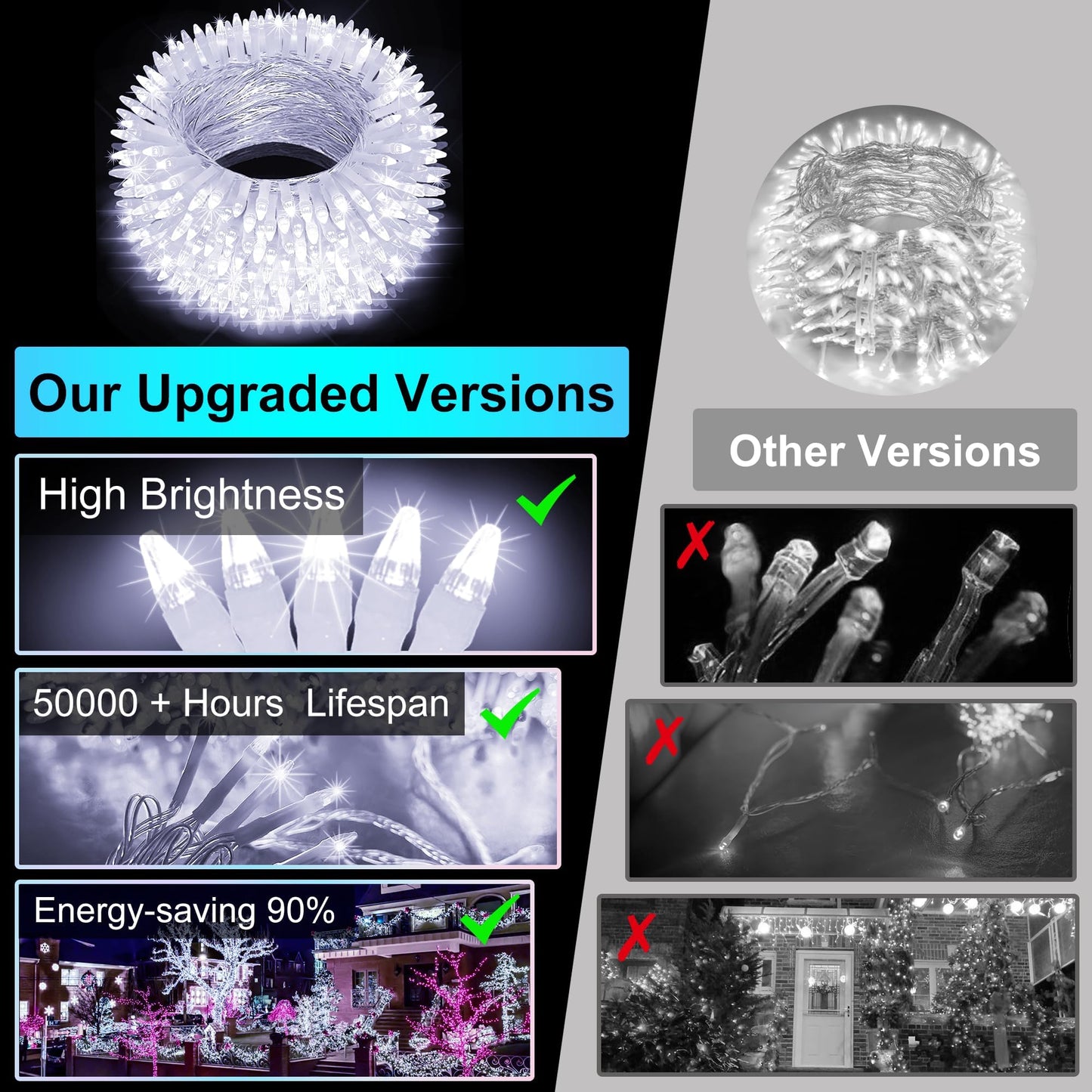 1500Led Christmas Lights Outdoor Use  470Ft 12 Modes Cool White Led String Lights With Timer Dimmable  Waterproof Christmas Lights For Tree Wedding Xmas Patio Fence Balcony Garden Decor Cool White