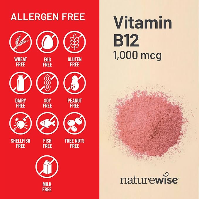 NatureWise Vitamin B12 1000 mcg - Dietary Supplement for Supporting Energy Metabolism, Mental Clarity, Nervous System Health - Easy-to-Swallow, Soy & Gluten-Free, Non-GMO - 360 Count[1-Year Supply]