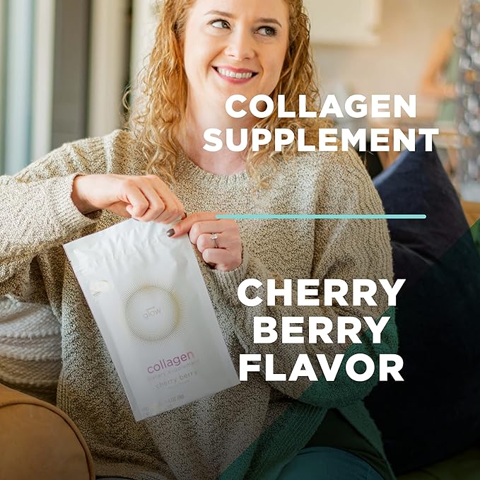 AdvoCare Glow Collagen Dietary Supplement - Marine Collagen Supplement for Nail, Skin & Hair Care - Includes Vitamins C, D & E - 14 Stick Packs