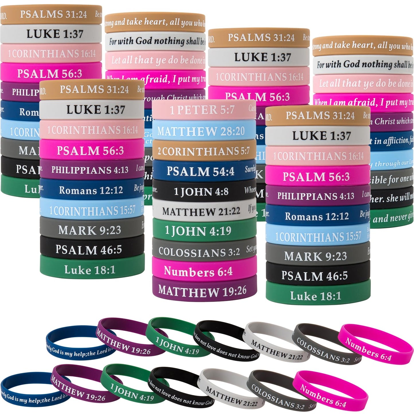 QEERBSIN Bible Verses Bracelets Motivational Christian Rubber Bracelets Faith Hope Wristbands for Men Women Teens