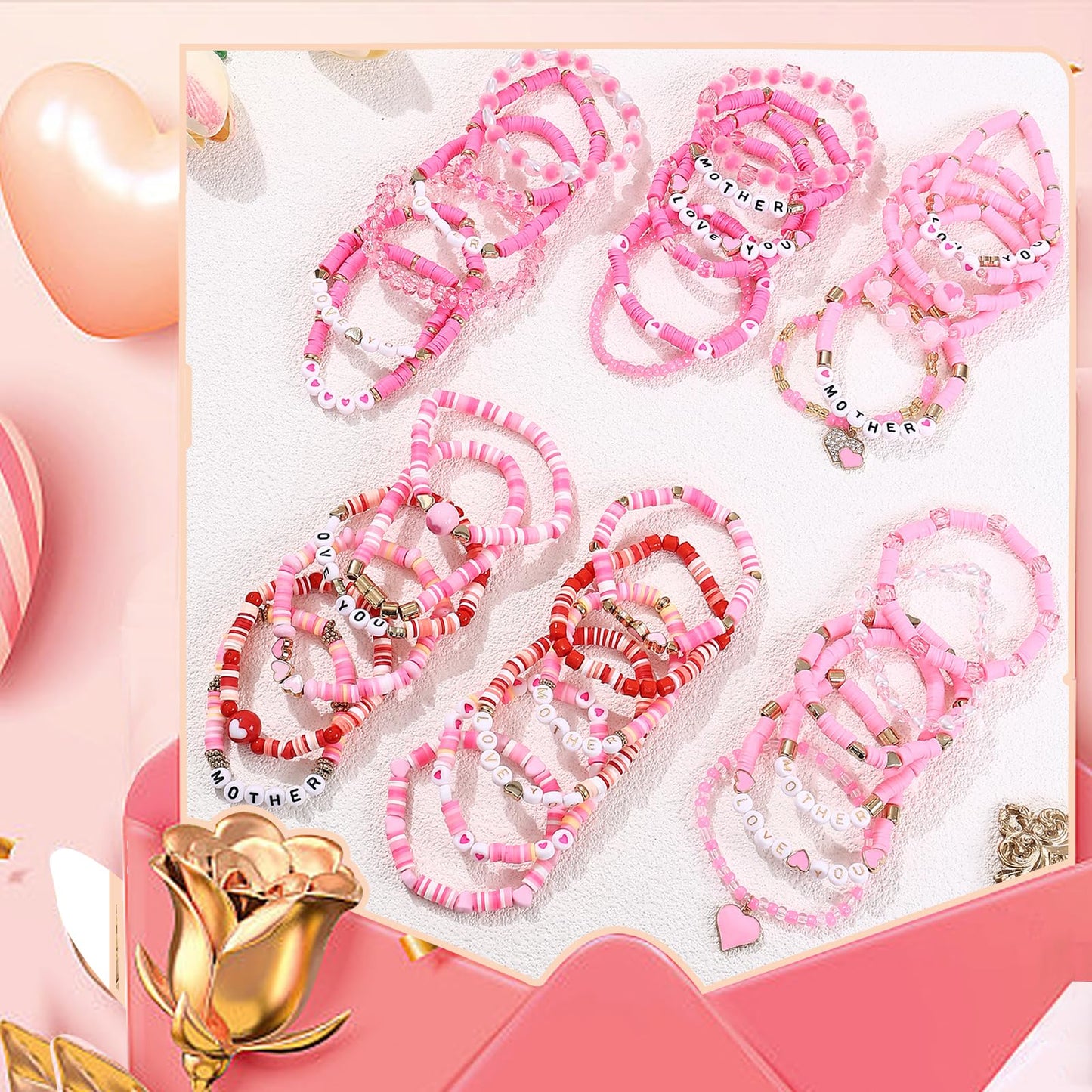 Cooluckday 36Pcs Mother's Day Bracelets Bulk - Gifts for Women, Friendship Bracelets, Jewelry
