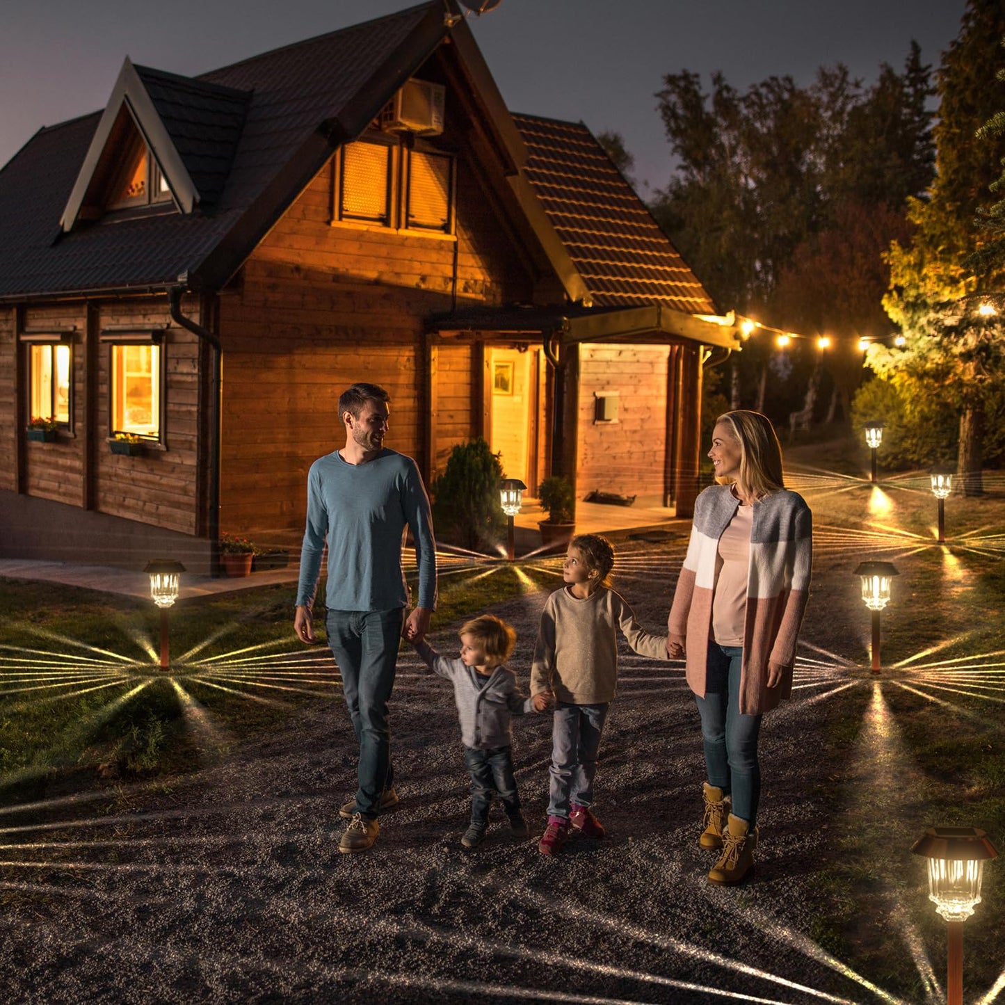 XMCOSY+ Solar Pathway Lights Outdoor - 6 Pack Solar Garden Lights, 10-40 LM Dimmable Solar Lights Outdoor Waterproof Auto On/Off IP 65 Solar Powered Landscape Lighting for Patio Walkway Driveway