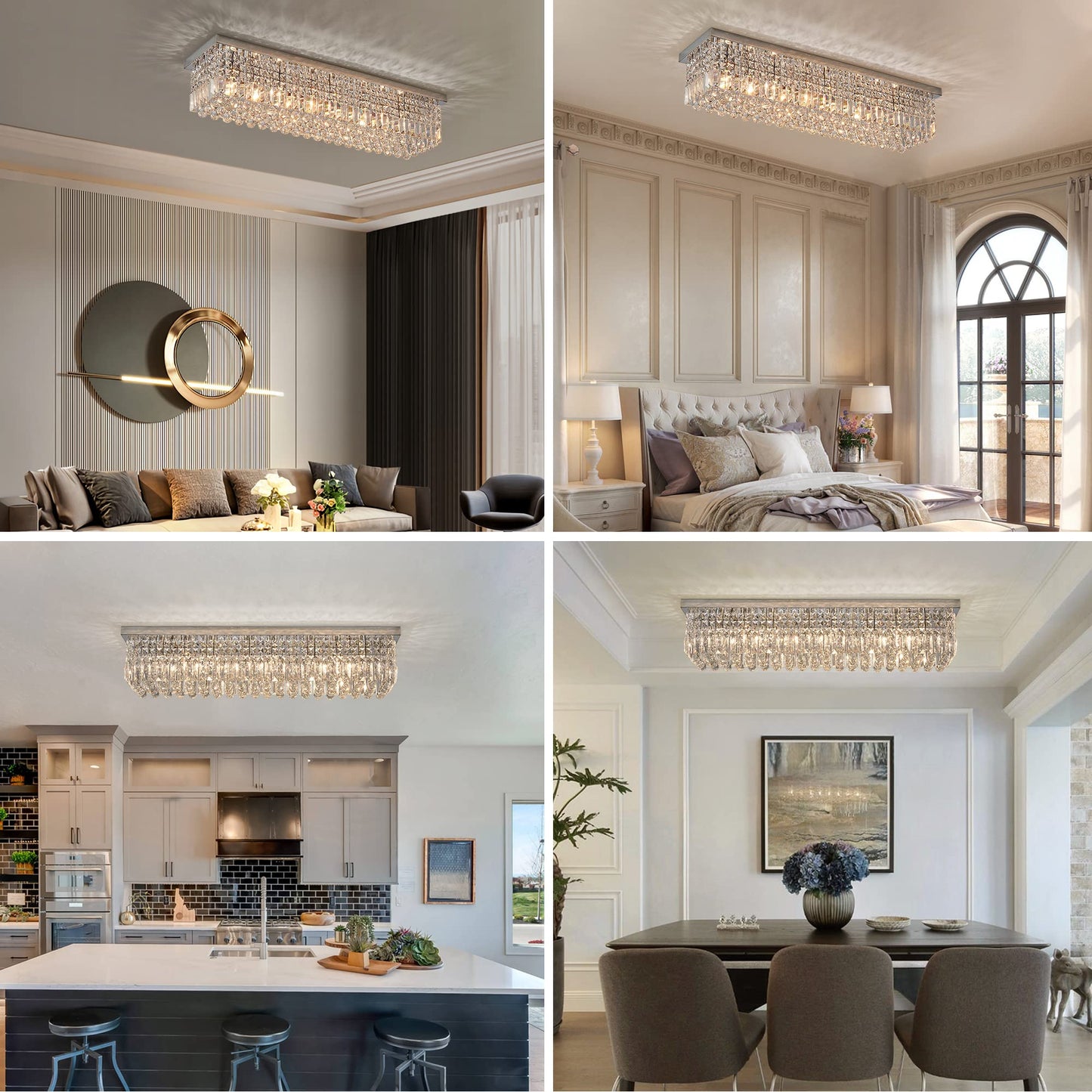 7Pm Crystal Chandelier For Dining Room, Chrome Stainless Steel, 40X10X10, Model Cl010895
