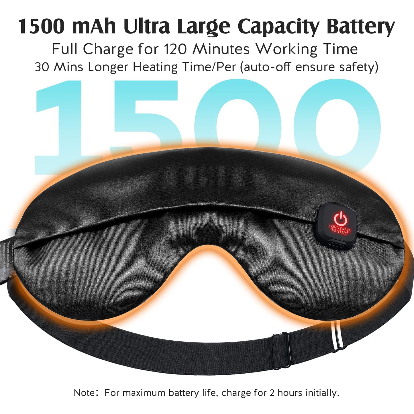 YFONG Cordless Heated Eye Mask for Dry Eyes, Warm Eye Compress for Stye, Blepharitis, Chalazion, MGD, Washable Heating Eye Mask for Sleeping, Travel, Office Nap, Perfect Light Blocking (Black)