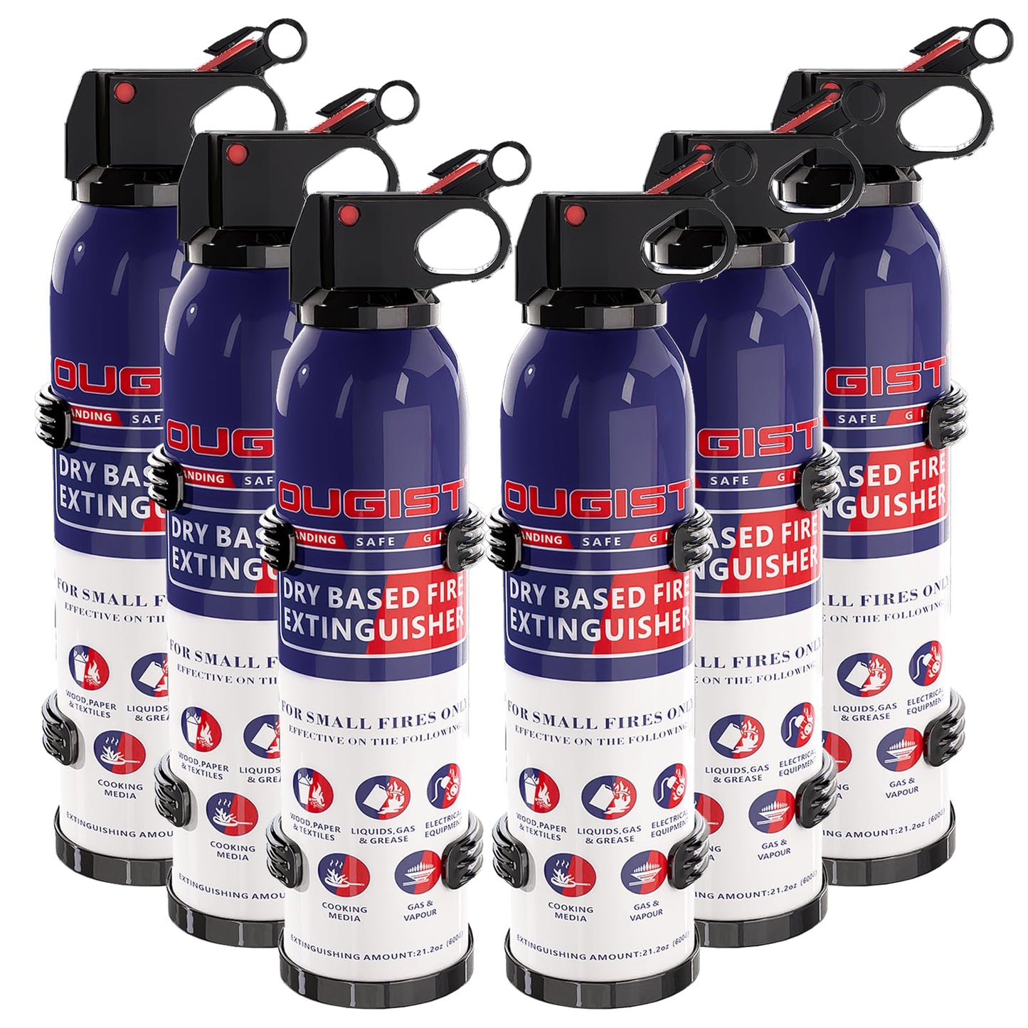 Fire Extinguisher for Home & Vehicle - Compact Fire Extinguisher | Grease & Electrical Fire Extinguisher for Kitchen, Car, Office,Portable (6-Pack, 1.32lb Each)