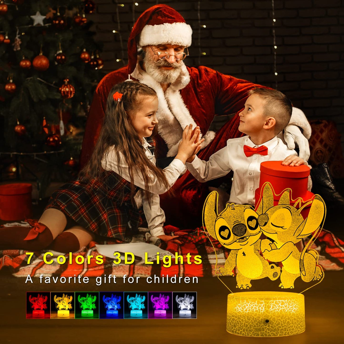 NINE SQUARE EGOU Stitch Night Light with Timer & Remote, Smart Touch, 7 Colors, Dimmable Lamp, Model JFYD03, Color: Stich-1