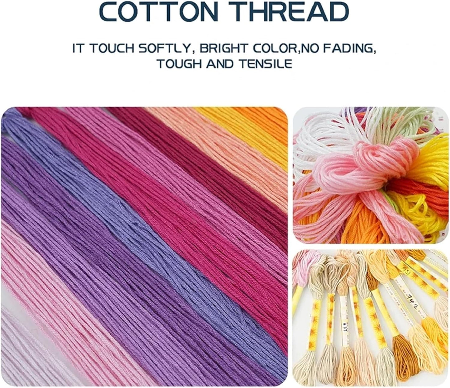 Joyhoor Stamped Cross Stitch Kits for Beginners, Needlepoint Kits for Adults, 11CT Counted Embroidery Kits-Colorful Mandala 18x18 inchs