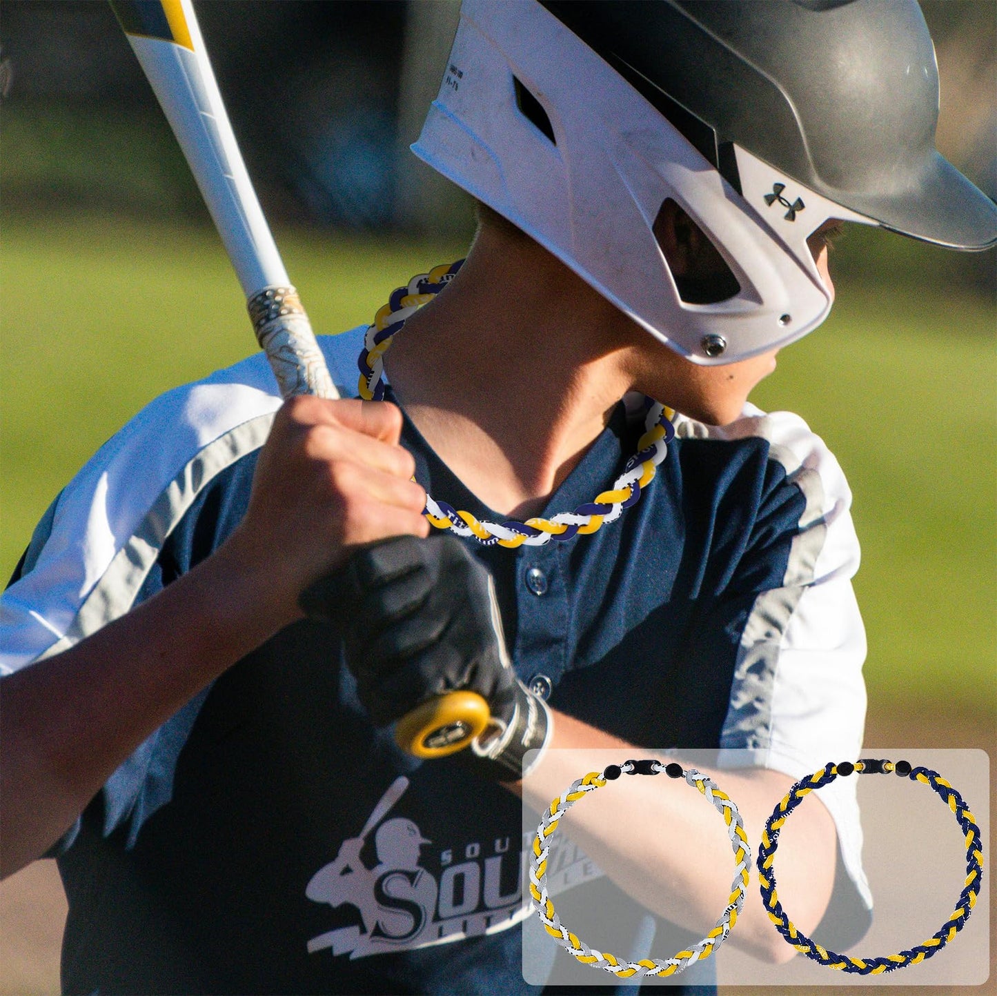 SUPBOMM 3 pcs Baseball Rope Necklaces, League Team Colors Braided Necklace, Baseball Team Gifts, MILBrewers