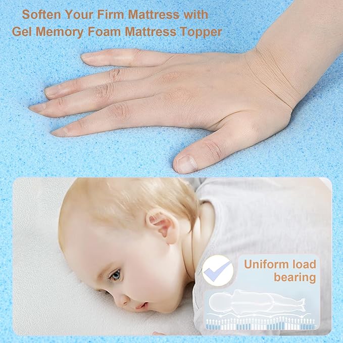NeoBorn Baby Bassinet Mattress Pad, 35" x 20" Dual Sided Comfort Gel Memory Foam Mattress with Removable Breathable Soft Tencel Cover Fit for ANGELBLISS/AMKE/Bellababy/Yamesmile Baby Bassinet