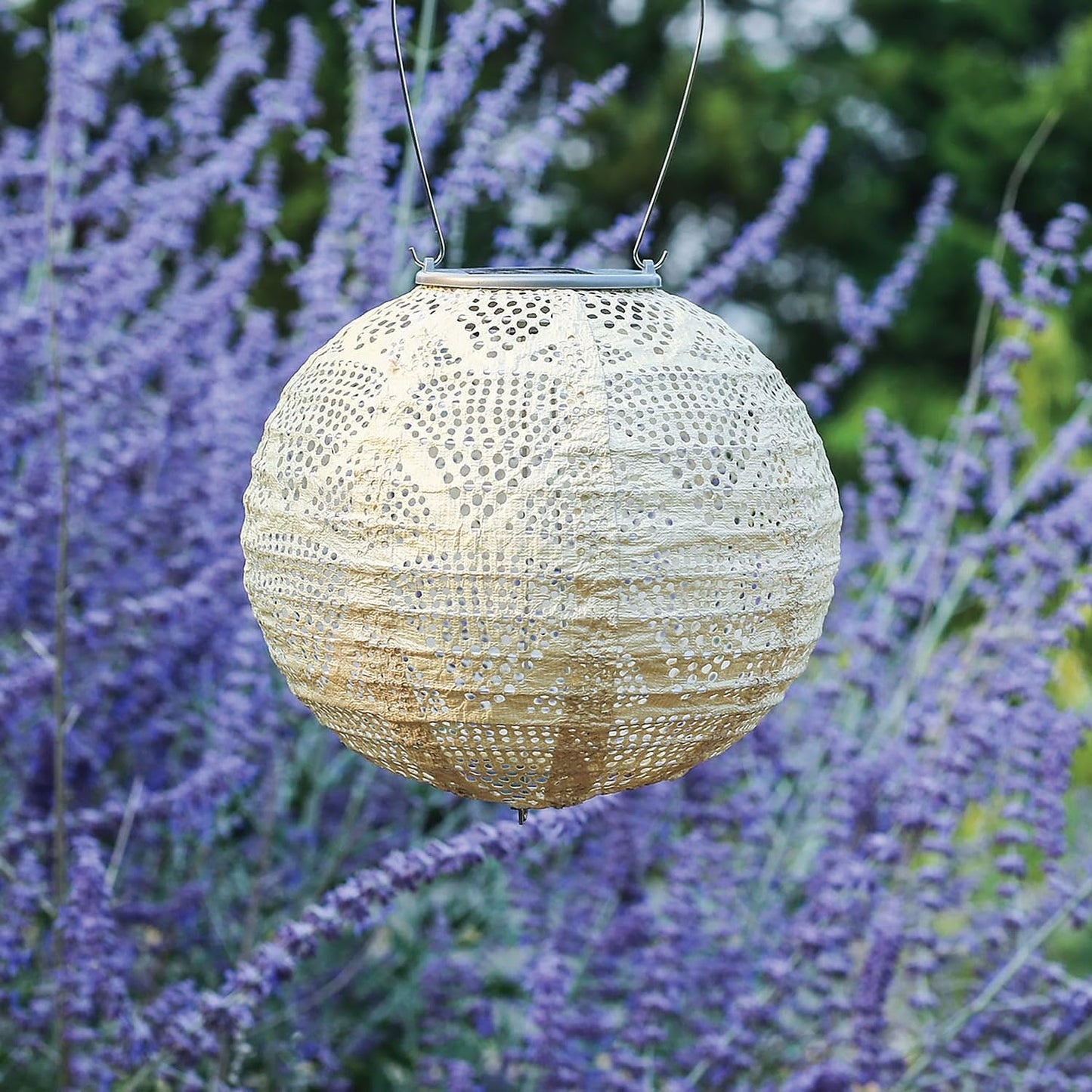 Allsop Home Garden 31771 Soji Stella Globe 8-in. Tyvek Solar Lantern (Pearl)