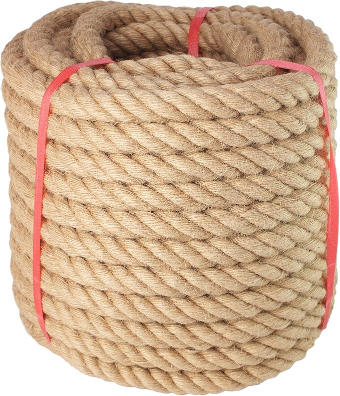 Manila Rope 1 Inch x 100 Feet, Twisted Thick Rope for Landscaping, Crafts, Sporting,Marine, Projects and Tie-Downs