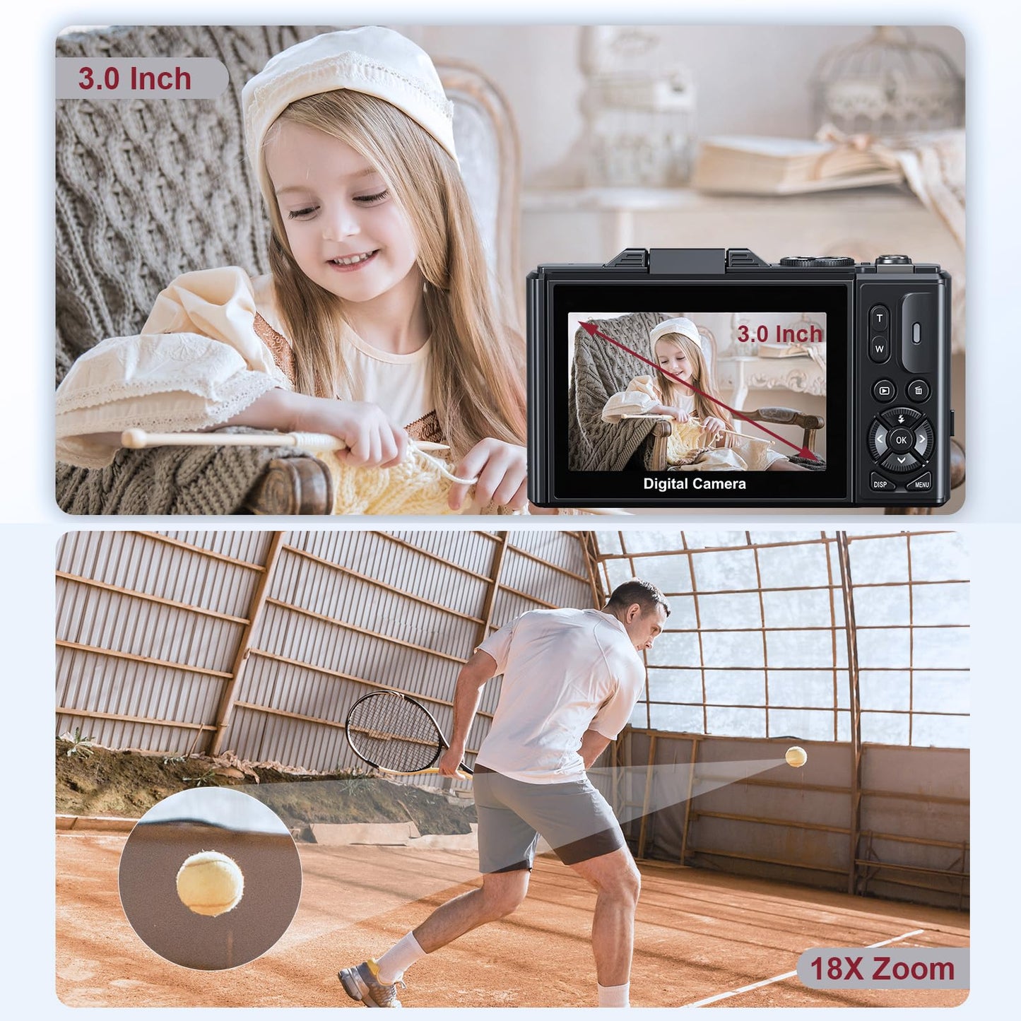 Digital Cameras For Photography - 5K 75Mp Vlogging Camera For Youtube Wifi - Uhd Autofocus Vlog Camera 3 180 Flip Screen With 18