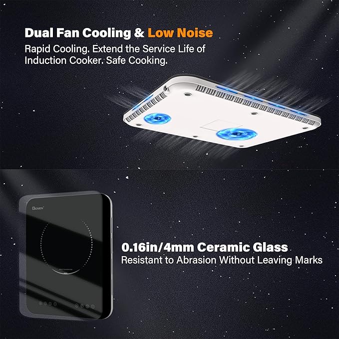 GIONIEN Portable Induction Cooktop 1200W,Single Hot Plate Countertop Burner 110~120V,Sensor Touch Electric Cooker,10 Power,0.94”Ultra Thin,6.69” Heating Coils,Child Safety Lock,Timer