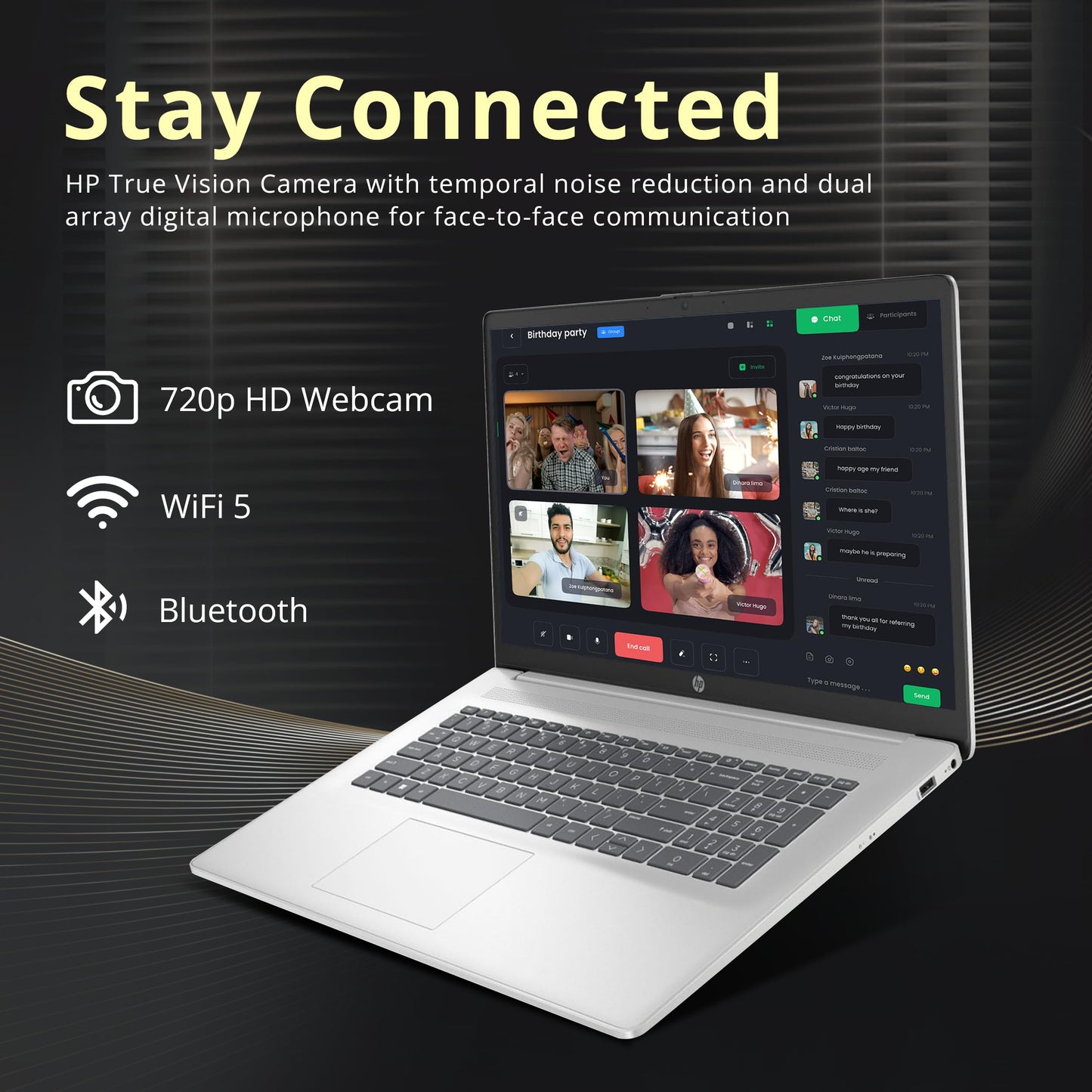 Hp 17.3 Full Hd Laptop, Intel I3-1215U Processor, 16Gb Ram, 512Gb Pcie Ssd, Intel Uhd Graphics, Numeric Keypad, 720P Hd Webcam,