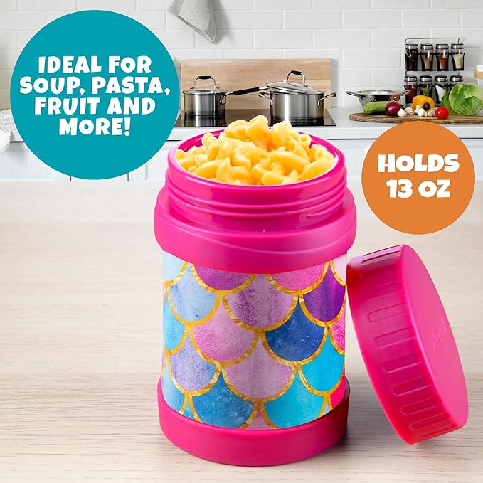 Bentology Kids Lunch Set – Narwhal Ice Packs (3PK), Mermaid 13oz Insulated Water Bottle & Food Jar – BPA-Free, Leak-Proof, Reusable – Keeps Food & Drinks Hot/Cold – Fits Lunch Bags & Boxes