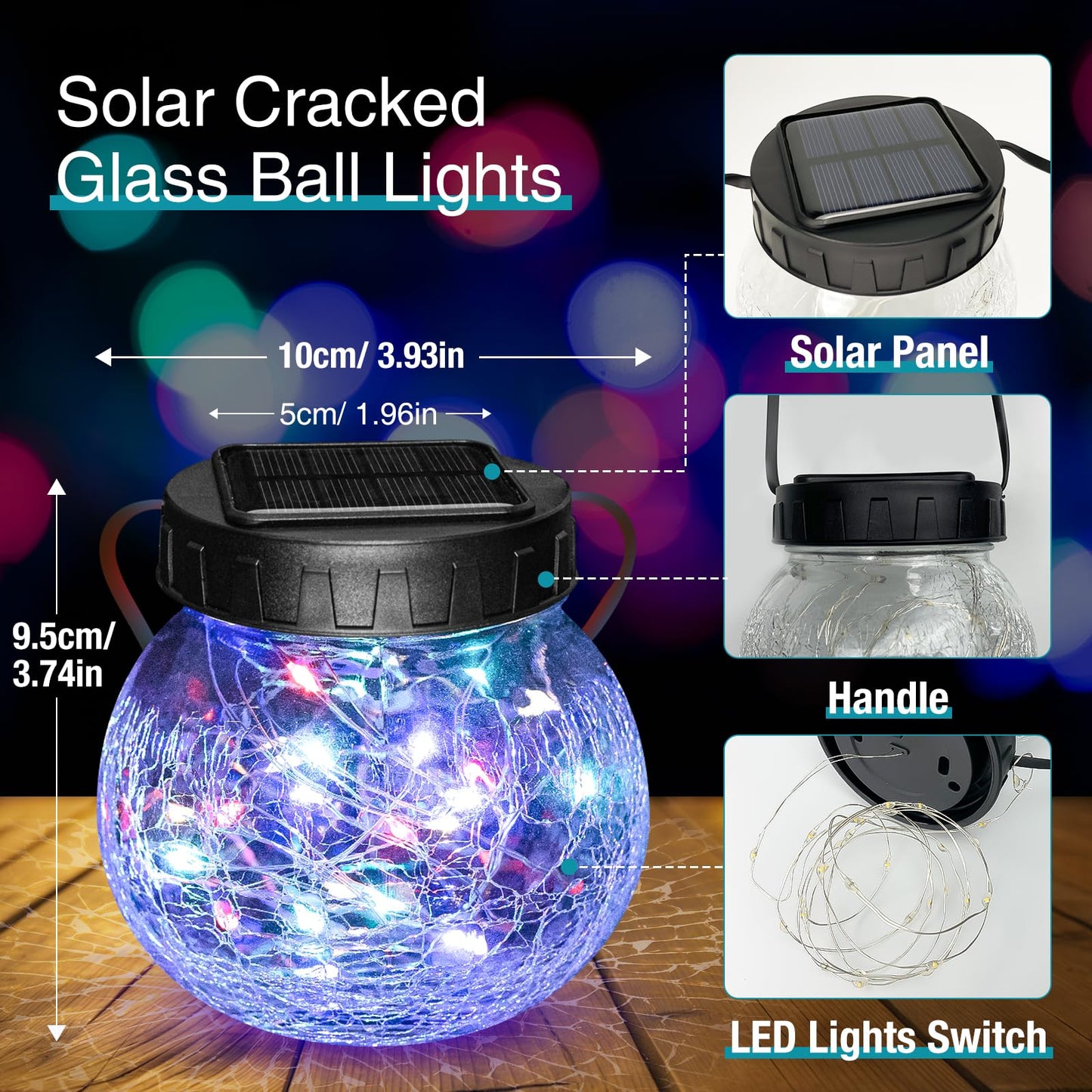 Kolpop 2 Pack Solar Lantern Outdoor Lights  Multi-Coloured Solars Lanterns With 30 Led   le Glass Ball Waterproof Hanging Solar Lights For Garden Decor Patio Fence Yard Christmas Tree Decoration