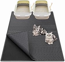 Waretary Cat Litter Box Mat: 36"x 30" Waterproof Kitty Cat Litter Trapping Mat, Easy-clean Double-layer Scatter Control Pa...
