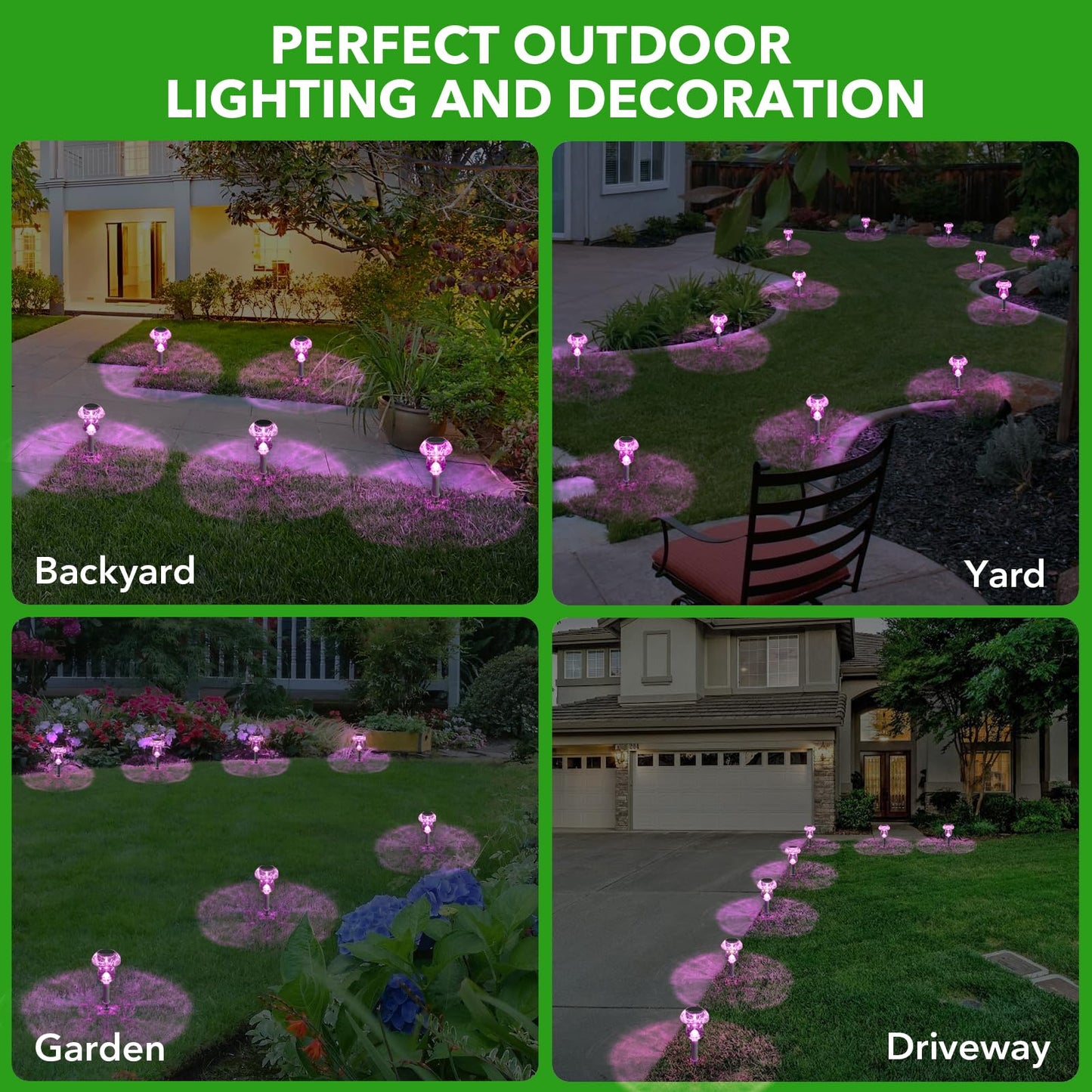 Solar Lights Outdoor  16 Pack Mushroom Lights Outside Waterproof  Solar Powered Led Lighting For Garden  Yard  Landscape  Path  Pathway  Lawn  Walkway  Driveway  Backyard Halloween Decor (Purple)