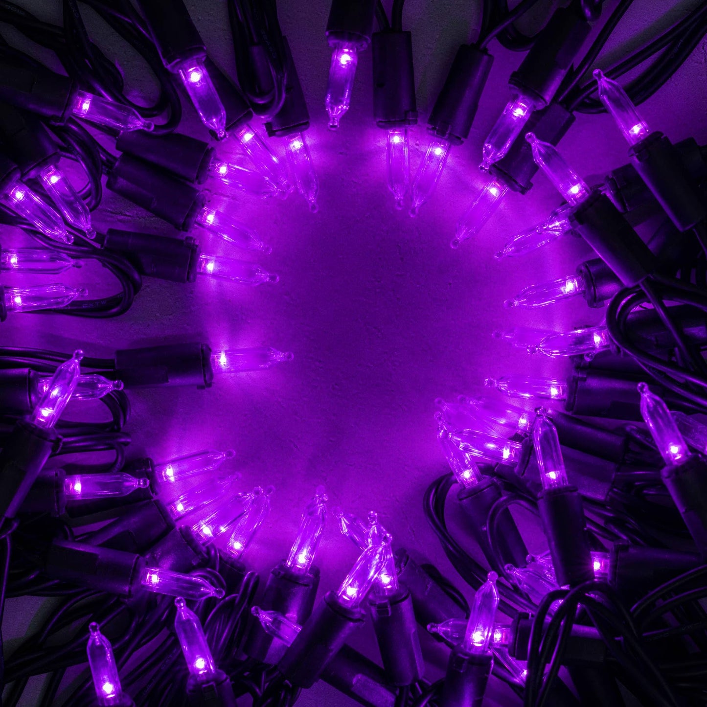 YULETIME Purple LED Christmas Lights, 33 ft, 100 Count, UL Certified, Black Wire, Model BMD-L-100E/2F