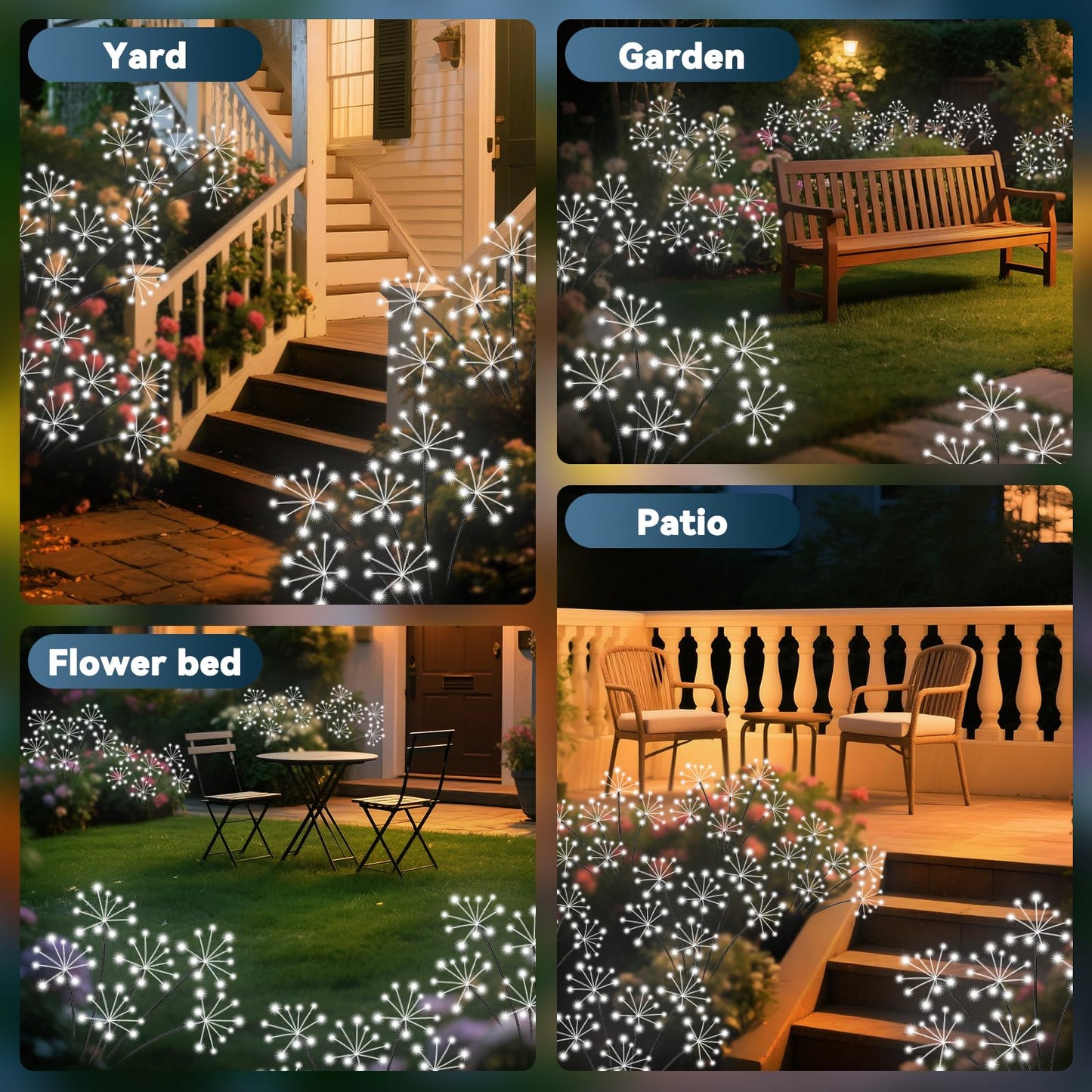 Solar Garden Lights 2 Pack Waterproof Swaying Starburst Light Solar Outdoor Lights For Yard Patio Walkway Pathway Party Wedding Decoration  Unique Gifts For Women  White