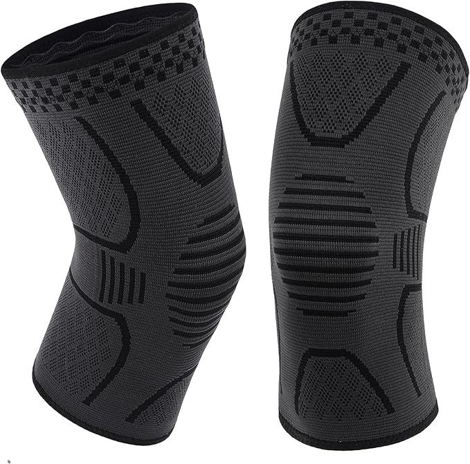 Double Couple 2 Pack Copper Knee Brace Knee Compression Sleeve Support for Men Women Knee Pain Working Out Running Sport A...