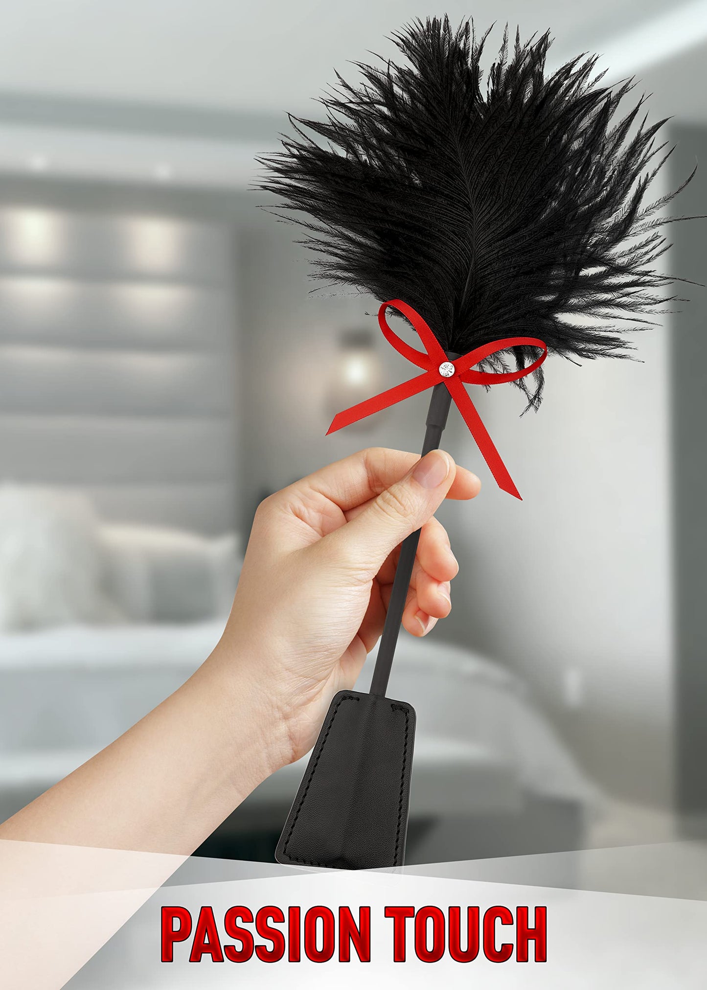 Feather Mask French Tickler Whip Feather Satin Blindfold Eye Silk Mask Faux Leather Feather Tickler