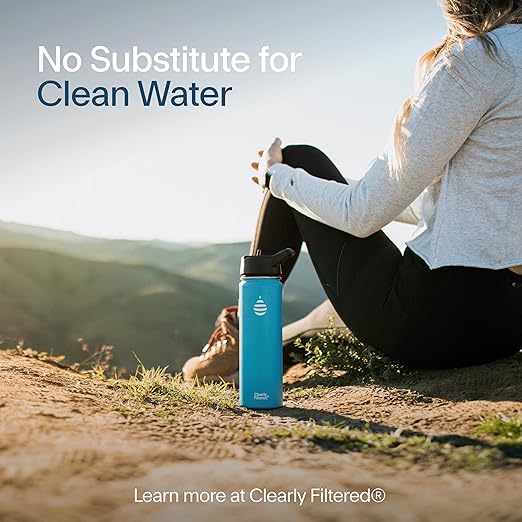 Clearly Filtered 20oz Water Bottle/Targets 220+ Contaminants/Double-Wall Insulated Stainless Steel Filtered Water Bottle BPA/BPS-Free Phthalate-Free Filters Fluoride Lead Chlorine (Sage Gray)