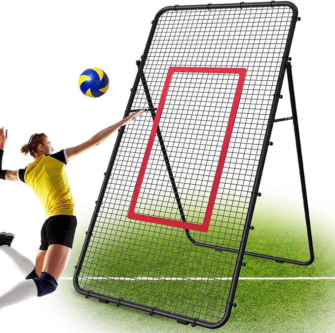 Adjustable Volleyball Rebounder Net 7x4 FT, Steel Frame & High-Tension PE Netting, Durable & Portable Volleyball Training ...
