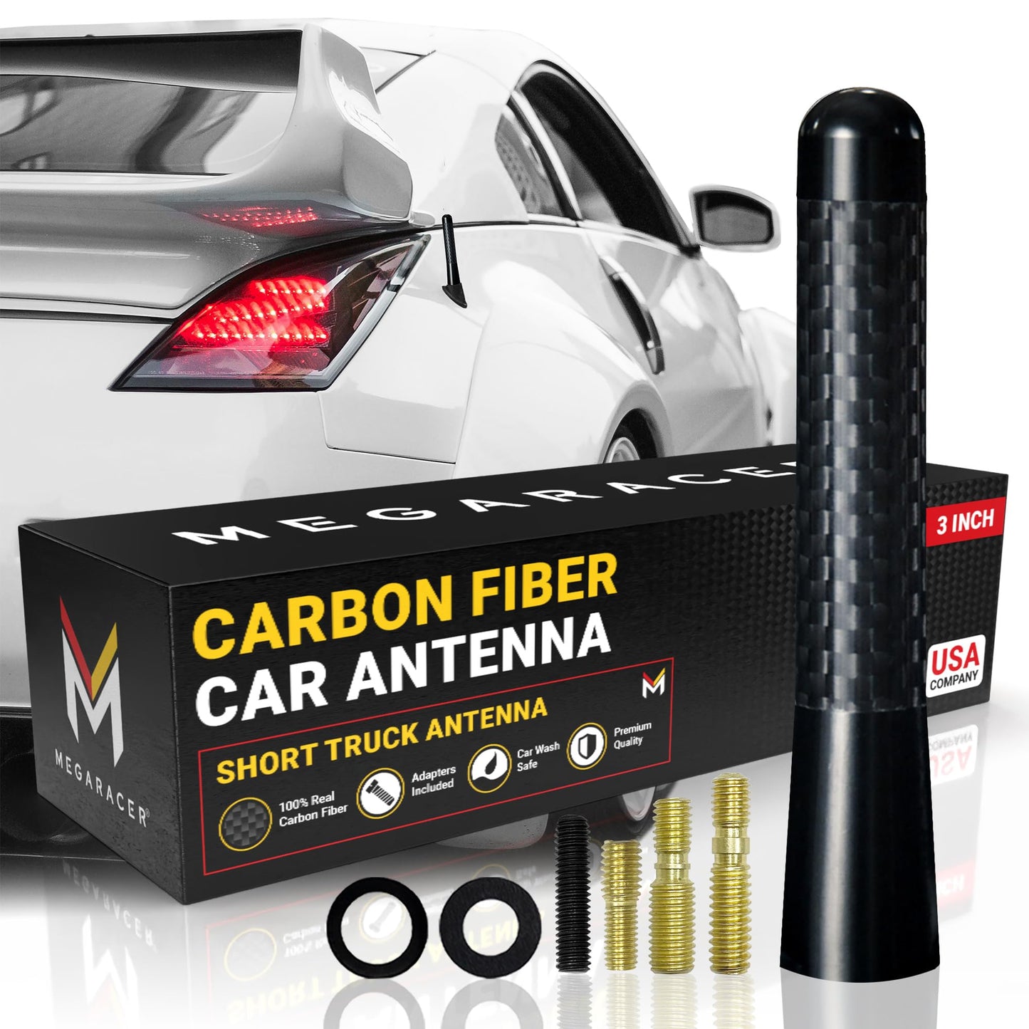 Universal Carbon Fiber Car Antenna Replacement | For Truck | Antena Para Carro | Short Vehicle Billet Antenna For Truck Suv | Ca