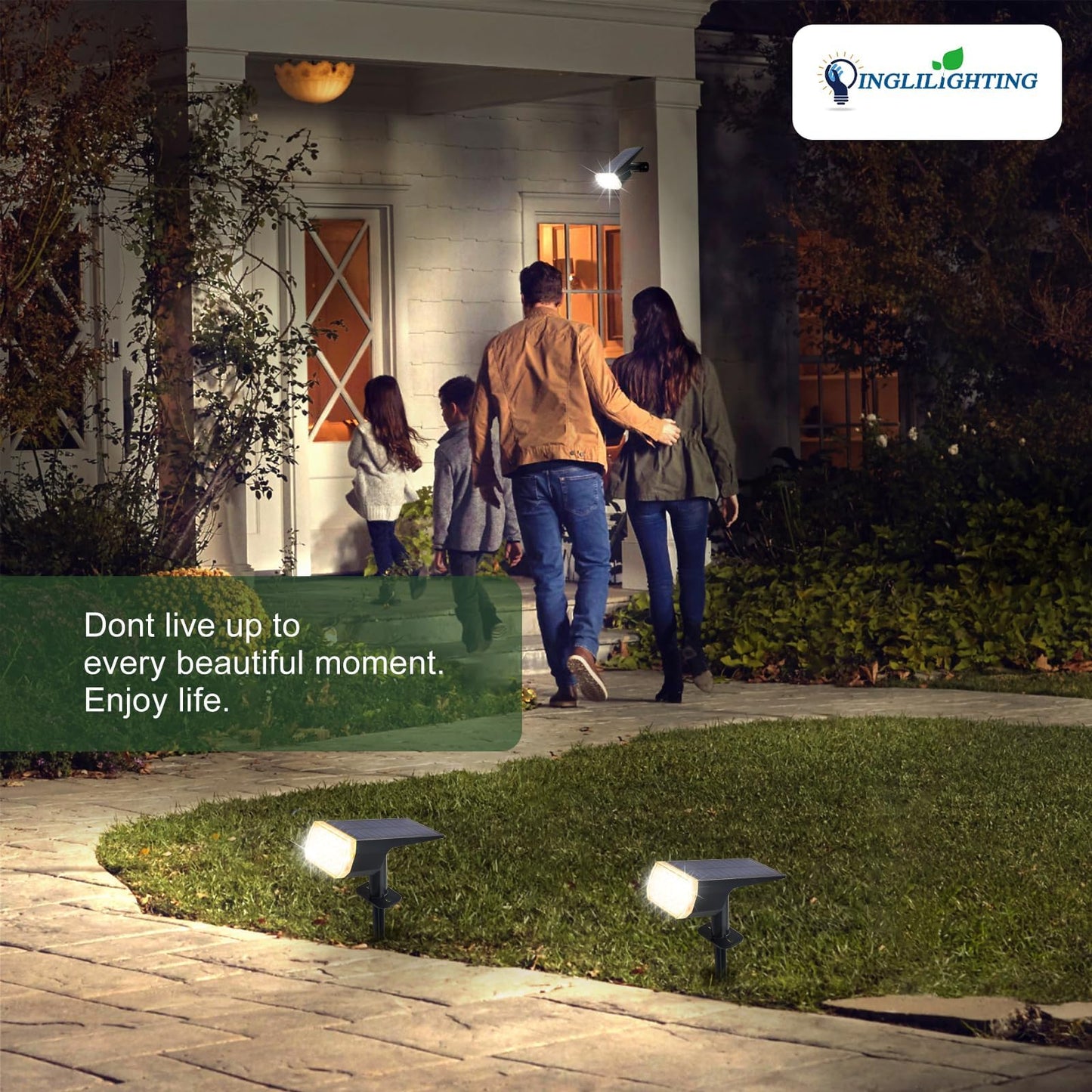 Dinglilighting Waterproof Solar Lights Outdoor: Ip65 Led Spot Light Decorations For Garden - 3 Lighting Modes Solar Powered For Yard - Halloween Christmas Lights Landscape Pathway Patios 4Pc Warm