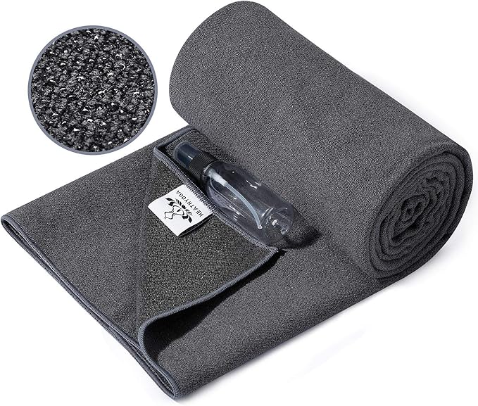 Heathyoga Yoga Mat Towel Non Slip for Hot Yoga Towel with Silicone Grip & Free Spray Bottle, 72"X26" Extra Large Microfibe...