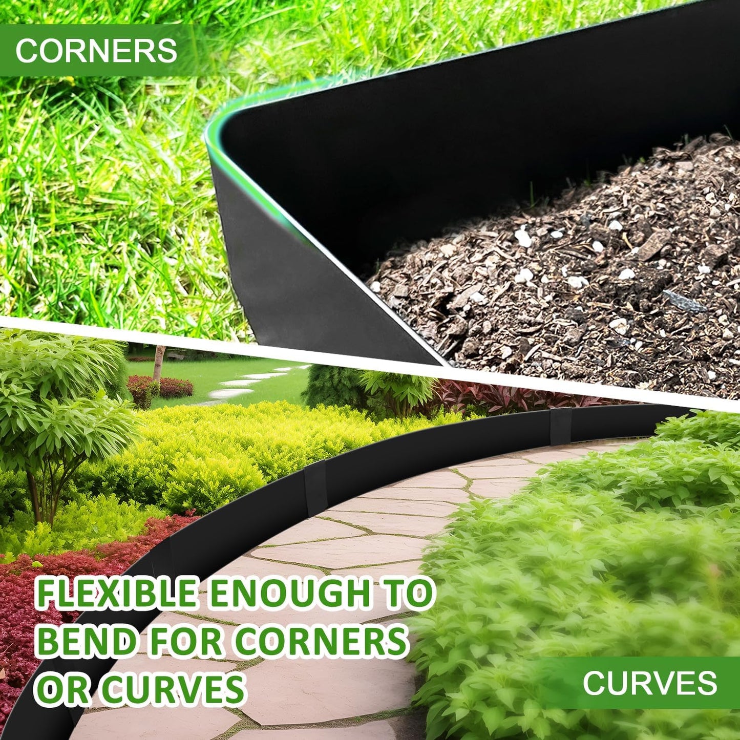 Hugeleaf Metal Landscape Edging, 40” L x 6.5” H Metal Edging for Landscaping with 7Pcs Stakes, Metal Garden Edging Pack of 6 (20 Feet Total Length)