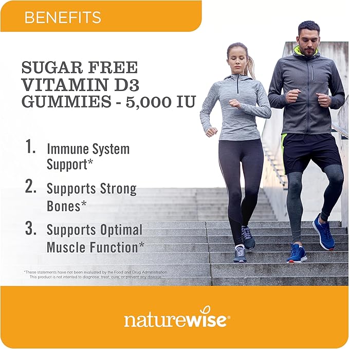 NatureWise Vitamin D3 5000 IU Gummies - Sugar-Free Mixed Berry Flavor - Vitamin D Gummies for Adults, Supports Immunity, Muscle & Bone Strength -Gelatin-Free, Non-GMO - 90 Gummies[45-Day Supply]