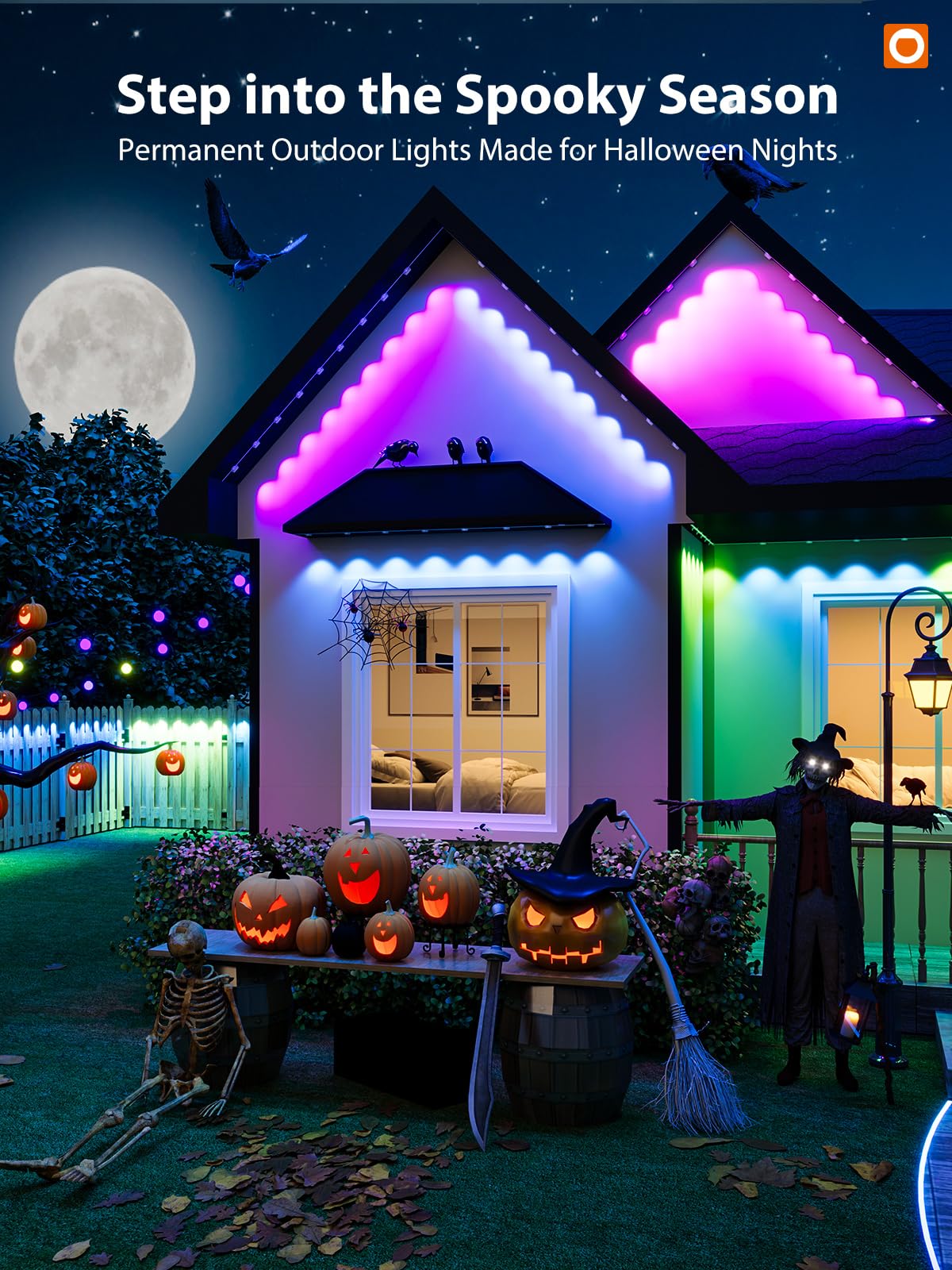 addlon Outdoor LED Lights, Smart RGB+IC, 400FT, IP67 Waterproof, Remote Control, White, Model USET-200FT100LED*2-B-243C
