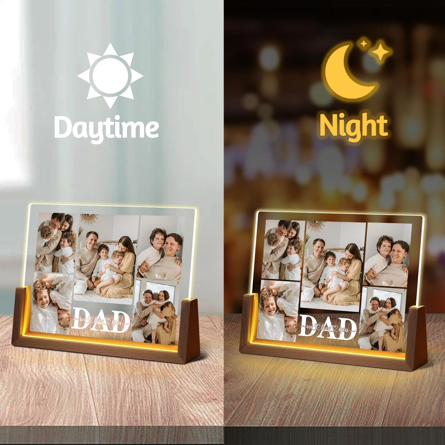 Maiwell Personalized Fathers Day Birthday Gifts From Daughter Son Kids Wife  Custom Light Up Picture Frame With Photo  Customized Best Dad Ever Gifts For Dad Husband Men Christmas Anniversary