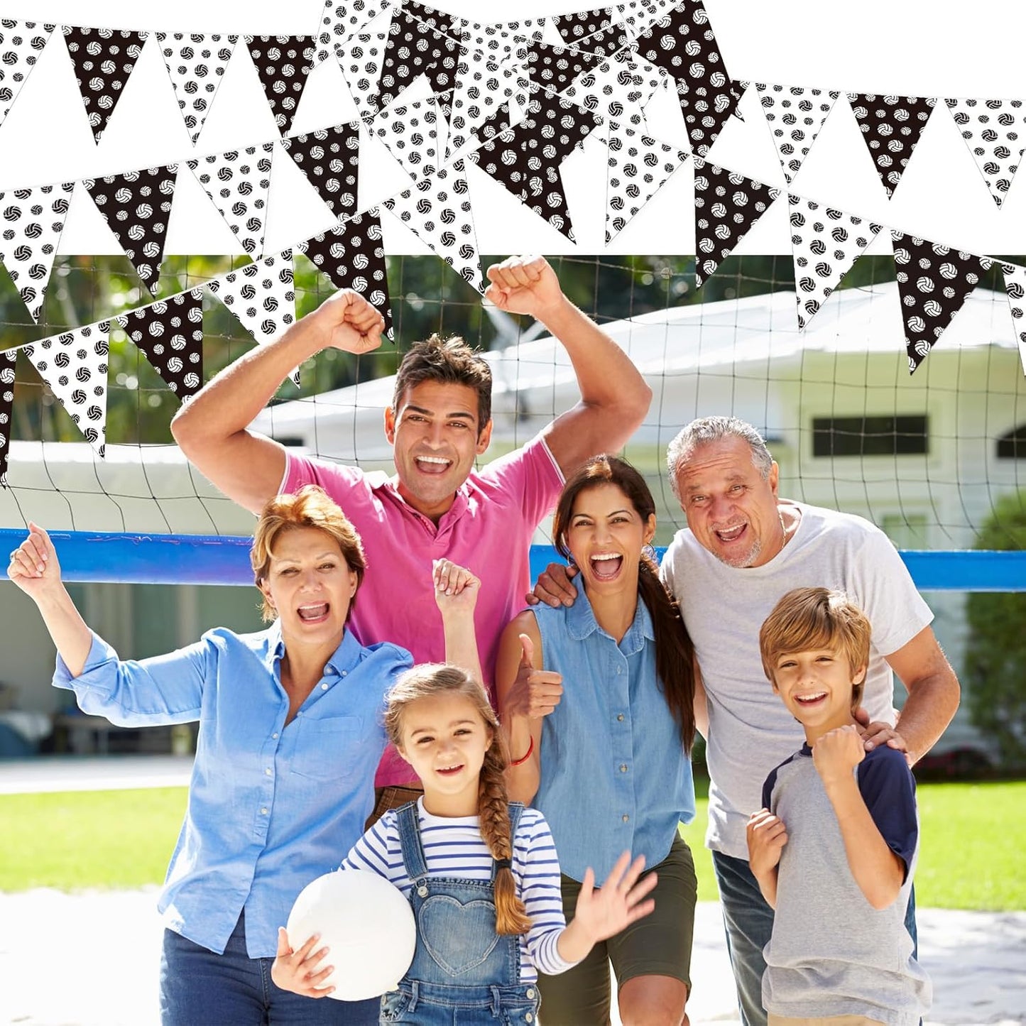 Jetec 5 Pcs 49 ft Volleyball Party Decorations Pennant Banner Theme Triangle Flags Garland Bunting Banner for Volleyball Fans Outdoor Indoor Home Sport Birthday Party Decorations Supplies