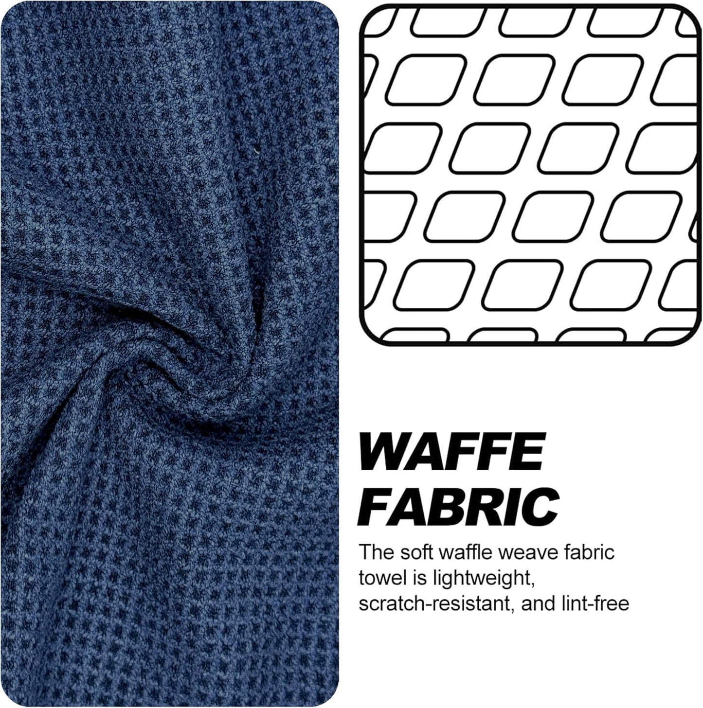 2-Pack Magnetic Golf Towel with Clip, Microfiber Waffle Design - Industrial Strength Magnet for Strong Hold to Golf Bags, Carts & Clubs - Navy Blue