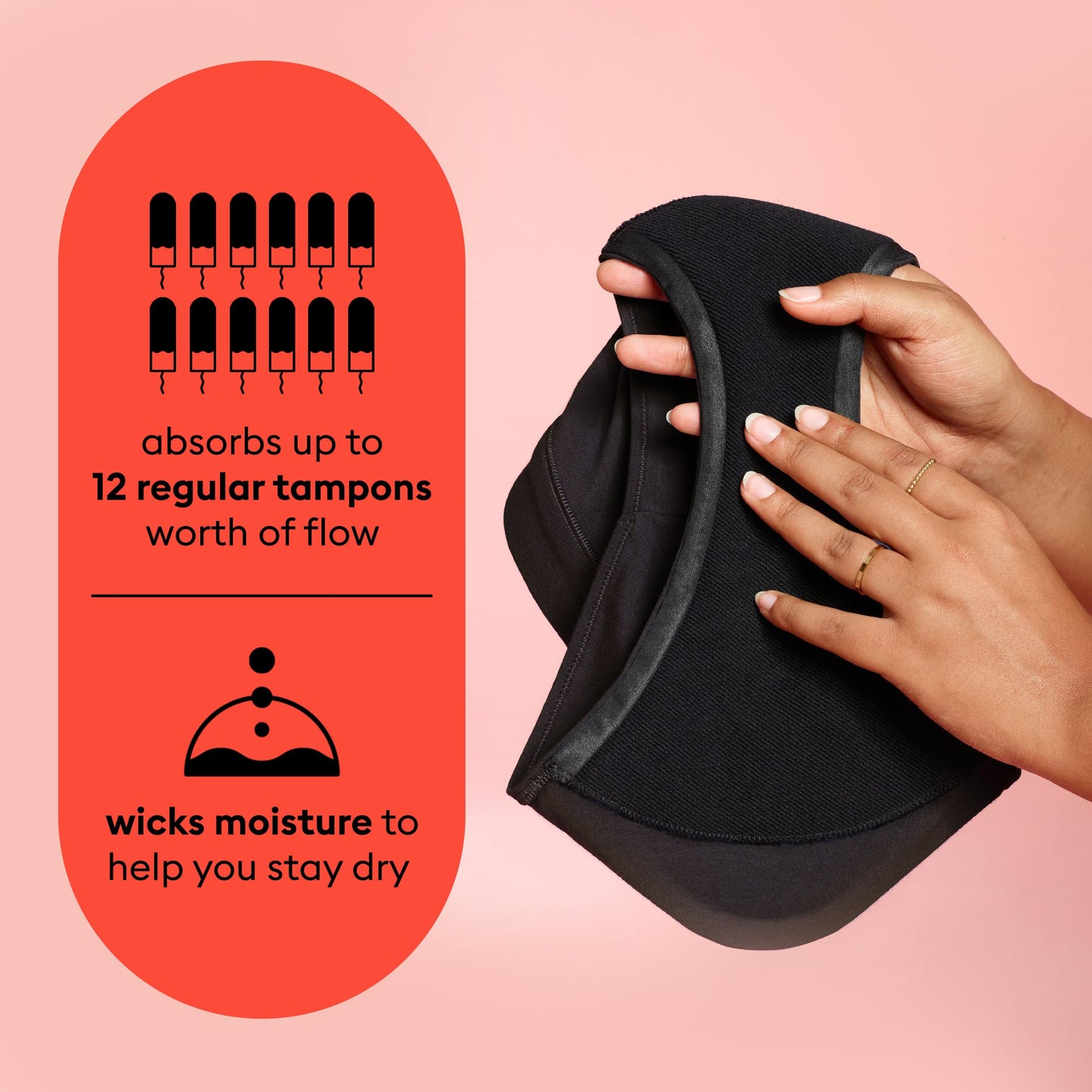 Thinx for All Period Underwear, Everyday Comfort Hi-Waist, Holds Up to 12 Regular Tampons*, Period Panties, Leakproof, Reusable & Controls Odor, Mosaic + Rhubarb, 2 Pack, S