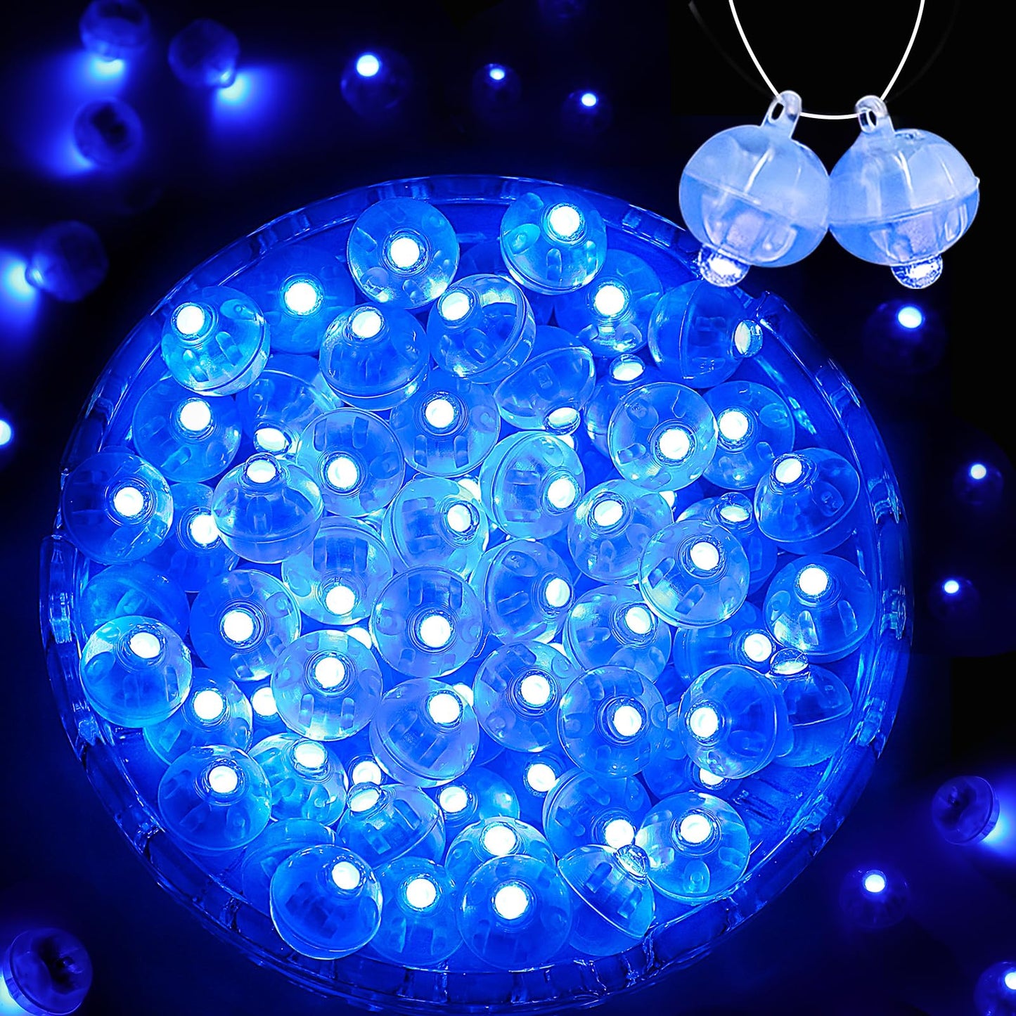 ZGWJ 200PCs Balloon Lights, Mini LED Lights, Plastic, Glow Steadily Blue, Model A01-Mini