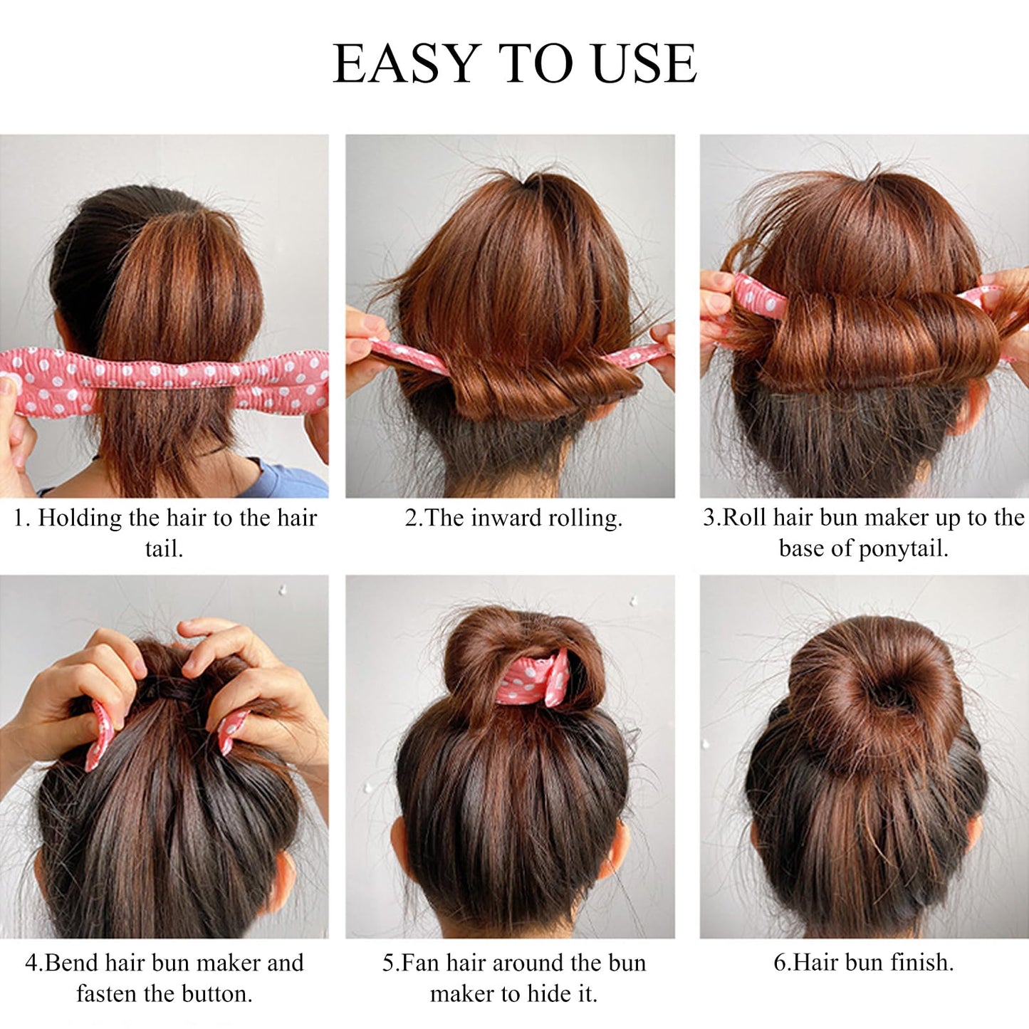 10 Pcs Hair Bun Maker French Magic Twist Donut Hair Bun Snap Roll Sponge Bun Donut Lazy Hair Curler Tool Polka Dot Flower Flexib