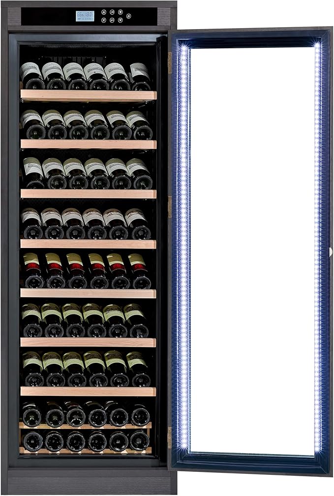 102 Bottles Grape Wine Refrigerator, Freestanding/Built-in Wine Fridge, LED Touch Screen, Intelligent Temperature-Controlled, 10.6 cu.ft. Multi-Tiered Cabinet 9 Removable Shelves, Black